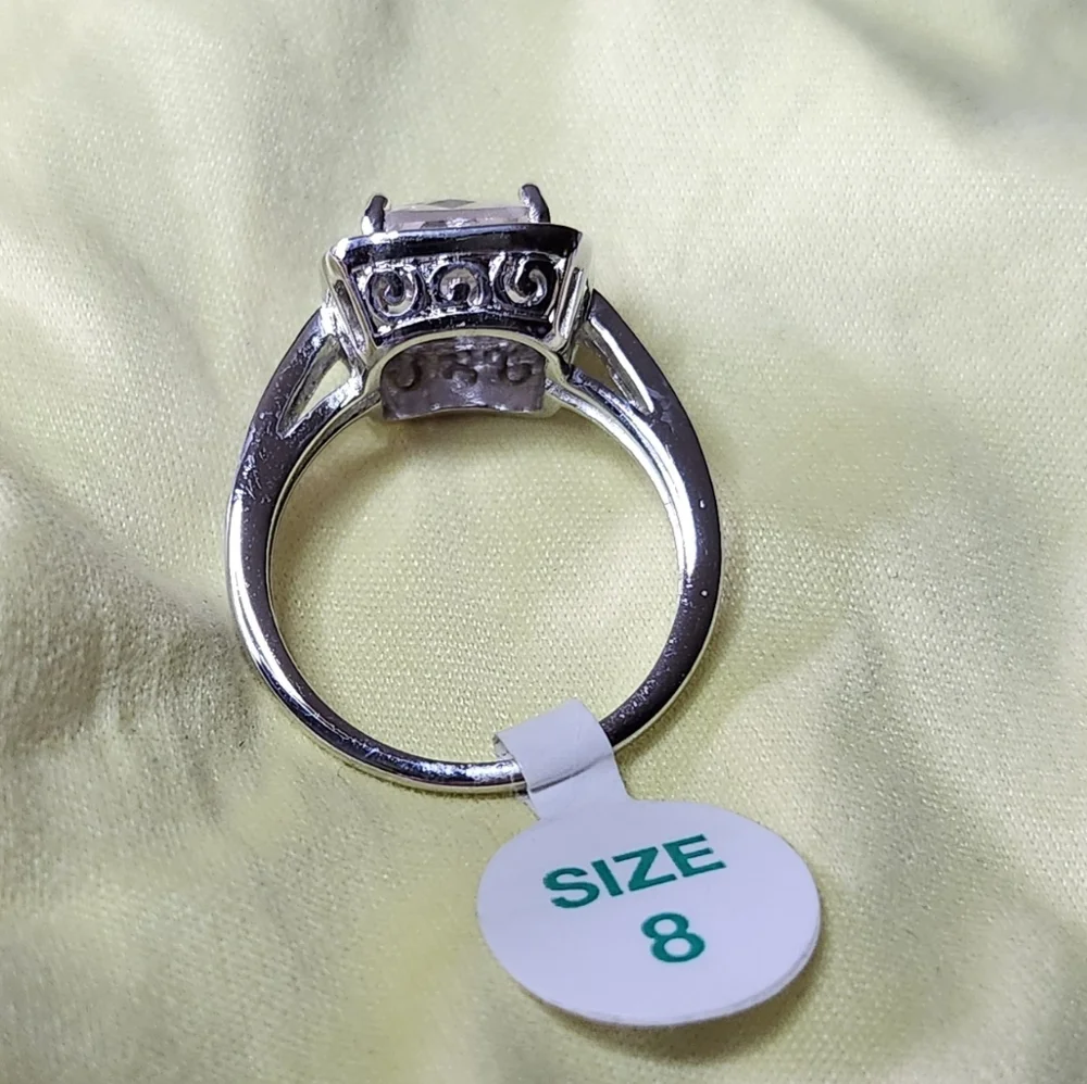 Ring Size 8 RBP2904 Simply Gorgeous- Lab Created Light Rose Quartz on Rhodium - Picture 6 of 6